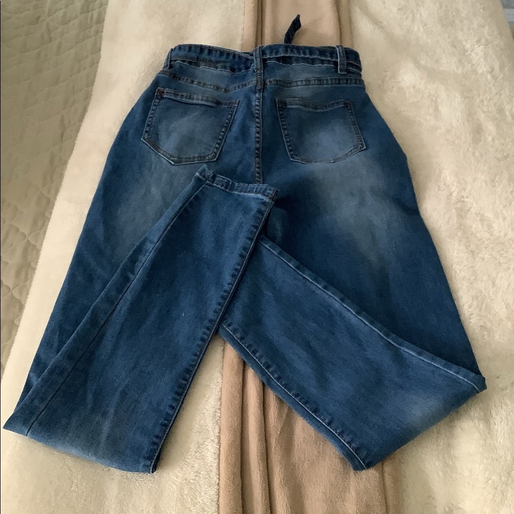 Bamboo skinny jeans NWT size 7/8 super soft denim high waisted with tie front - Picture 2 of 9